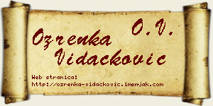 Ozrenka Vidačković vizit kartica